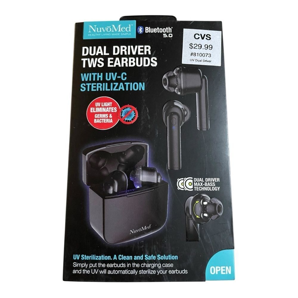 NuvoMed Dual Driver TWS Earbuds with UV-C Sterilization